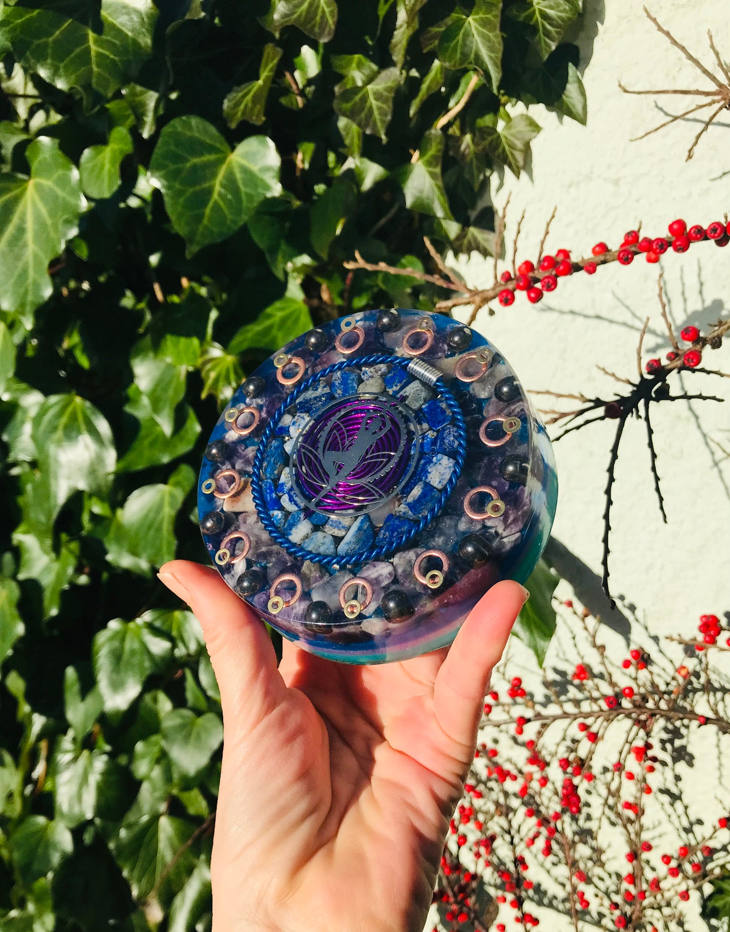 Yogi Blue and Purple Medium Orgone Charging Plate