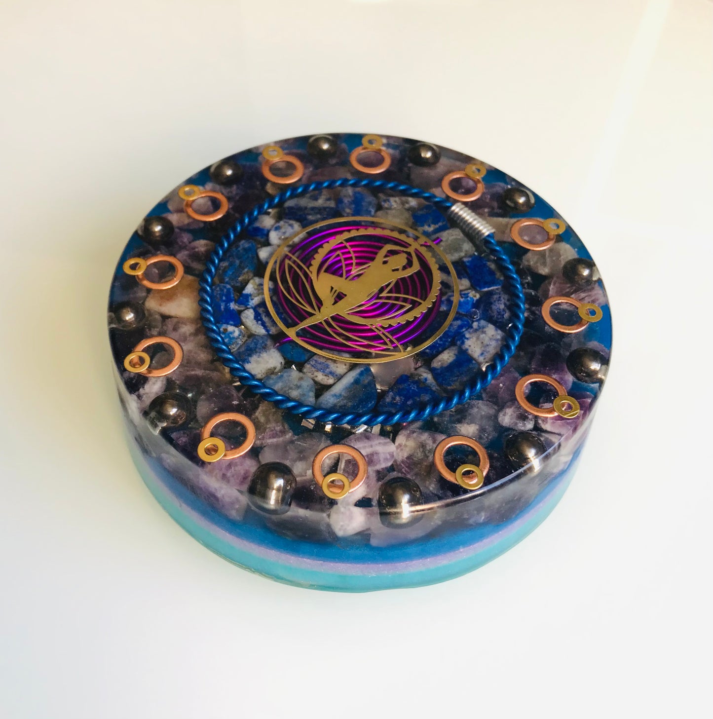 Yogi Blue and Purple Medium Orgone Charging Plate