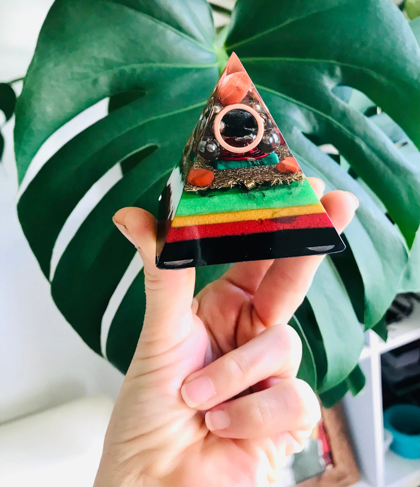 Small Orgone Pyramid Rasta style