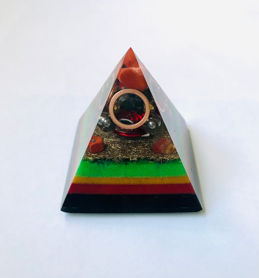 Small Orgone Pyramid Rasta style