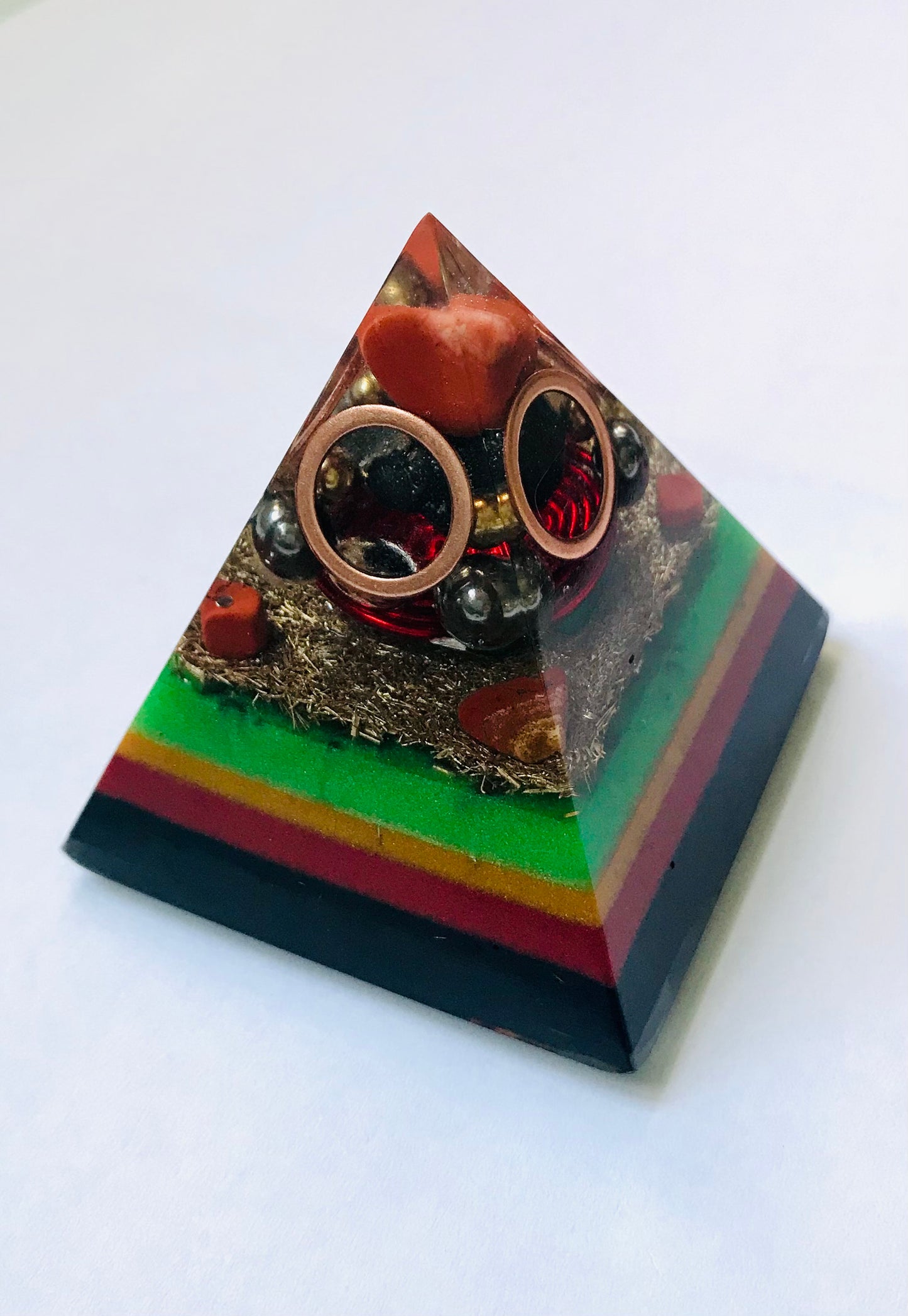 Small Orgone Pyramid Rasta style