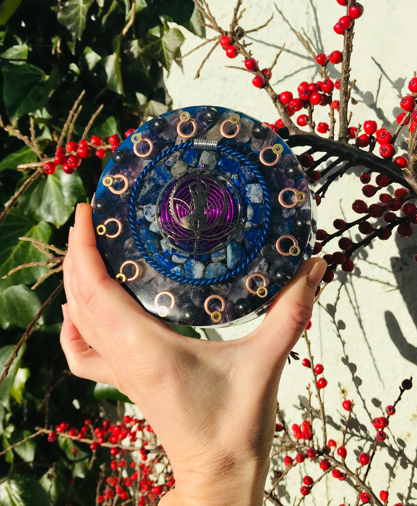 Yogi Blue and Purple Medium Orgone Charging Plate