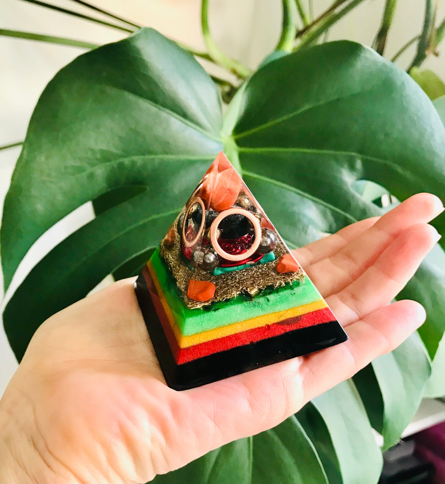 Small Orgone Pyramid Rasta style